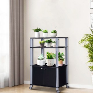 Costway Τρόλεϊ Κουζίνας με 3 Ράφια και Ντουλάπι από Μέταλλο και Ξύλ... Costway Τρόλεϊ Κουζίνας με 3 Ράφια και Ντουλάπι από Μέταλλο και Ξύλ...