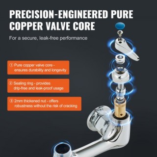 Επαγγελματική Βρύση VEVOR με Προ-Ξέβγαλμα, 25 Ύψος, 8 Κέντρο, 12 Στ...