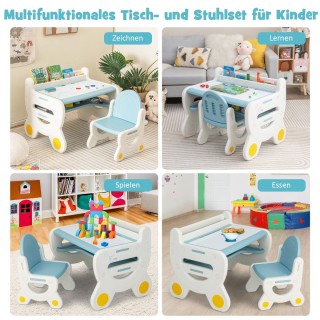 Costway  Σετ Τραπέζι και Καρέκλα Ζωγραφικής για Παιδιά με Αποθηκευτ...