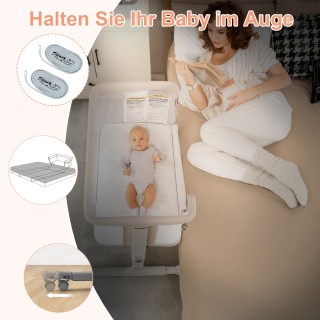 Costway 3-σε-1 Πτυσσόμενο Βρεφικό Κρεβάτι με Ρυθμιζόμενο Ύψος και Τ...