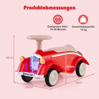 Costway Κλασικό Παιδικό Αυτοκίνητο με Τιμόνι, Κόρνα και LED Φανάρια...