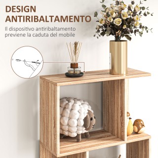 HOMCOM  Φορητή Βιβλιοθήκη από Ξύλο με 5 Ράφια και Διαχωριστικό, 60x...