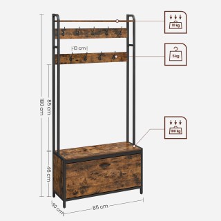 VASAGLE ΠολυλειτουργικήΚρεμάστρα με Ντουλάπι Παπουτσιών και Πάγκο ,...