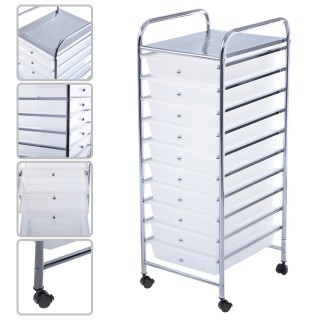 Costway Πολυλειτουργικό Καρότσι Αποθήκευσης με 10 Συρτάρια και Μετ... Costway Πολυλειτουργικό Καρότσι Αποθήκευσης με 10 Συρτάρια και Μετ...