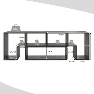 Costway Τρισδιάστατο Ξύλινο Έπιπλο Τηλεόρασης έως 65 σε Γκρι Χρώμα ...