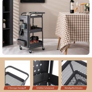 Καρότσι Τροφίμων 3 Επιπέδων με Χώρο Πολλαπλών Χρήσεων COSTWAY KC55... Καρότσι Τροφίμων 3 Επιπέδων με Χώρο Πολλαπλών Χρήσεων COSTWAY KC55...