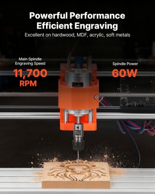VEVOR Μηχανή CNC Router 3018, 60W, 3 Άξονες, Εγγραφής και Κοπής Ξύλ...