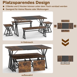 Costway Σετ Τραπεζαρίας 5 Τεμαχίων για 4-6 Άτομα με Βιομηχανικό Ορθ...