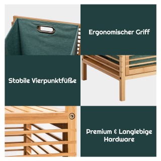 Costway  Πτυσσόμενο Καλάθι Απλύτων από Μπαμπού με Διπλή Ραφιέρα και...