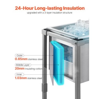 VEVOR Καρότσι Ψυγείο 31L με Ρόδες για Εξωτερικούς Χώρους QRSCBC201B...