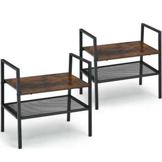 Costway  Βοηθητικό Τραπέζι Βιομηχανικού Σχεδιασμού με Δύο Ράφια και...