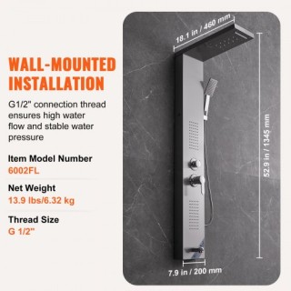 Σύστημα Πύργου Ντους VEVOR LED Ανοξείδωτο 5 Λειτουργιών Βροχή Καταρ... Σύστημα Πύργου Ντους VEVOR LED Ανοξείδωτο 5 Λειτουργιών Βροχή Καταρ...