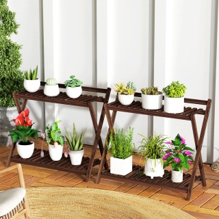 Outsunny Σετ 2 Βάσεις Φυτών με 2 Επίπεδα και Σχεδιασμό με Ξύλινες Σ... Outsunny Σετ 2 Βάσεις Φυτών με 2 Επίπεδα και Σχεδιασμό με Ξύλινες Σ...