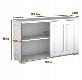 Πλαϊνή Ντουλάπα Κουζίνας με Συρόμενες Πόρτες Λευκό/Μπεζ 106,5 x 33 ...