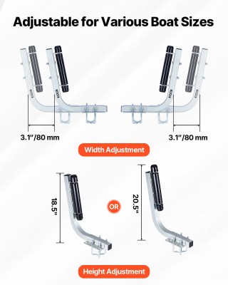 VEVOR Ρυθμιζόμενοι Οδηγοί Τρέιλερ Σκαφών, Ύψους 470/520 mm, Σετ 2 Τ...