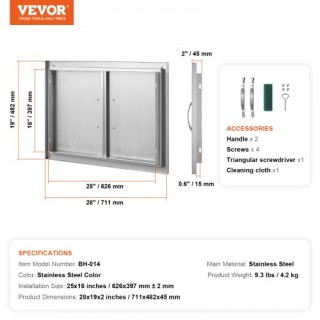 Πόρτα BBQ VEVOR 711x482 mm Ανοξείδωτη Διπλή Εξωτερική Πόρτα Κουζίνα... Πόρτα BBQ VEVOR 711x482 mm Ανοξείδωτη Διπλή Εξωτερική Πόρτα Κουζίνα...