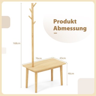 Costway Πολυλειτουργικός Ξύλινος Καλόγερος με Τραπέζι και Παπουτσο... Costway Πολυλειτουργικός Ξύλινος Καλόγερος με Τραπέζι και Παπουτσο...