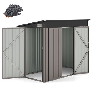 Costway  Μεταλλικό Κήποσπιτο με Μπροστινή & Πλευρική Πόρτα - Κεκλιμ...