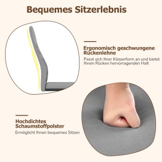 Costway Σετ 4 Μοντέρνες Γκρι Καρέκλες Τραπεζαρίας με Ψηλή Πλάτη χωρ...