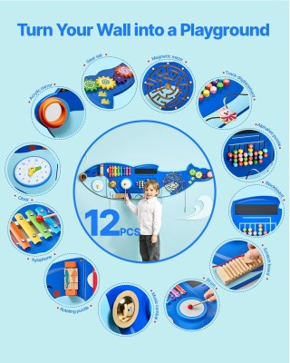 Πάνελ Δραστηριοτήτων Τοίχου  Όρκα με 12 Δραστηριότητες Montessori 3...