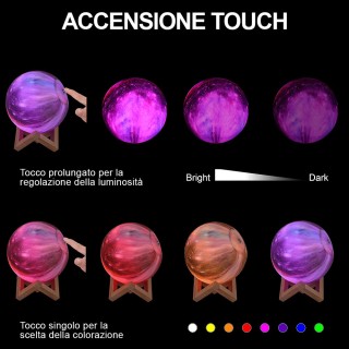 BAKAJI  Λάμπα Τραπέζι Πλανήτης 18cm Φως LED RGB Αλλαγή Χρώματος Σελ...