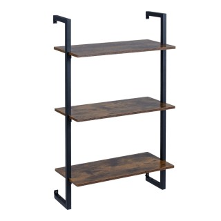 Costway Τριώροφο Επιτοίχιο Ράφι Κουζίνας με Μεταλλικό Σκελετό Καφέ,...