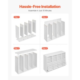 VEVOR Ξύλινος Οργανωτής Λογοτεχνίας 36 Θέσεων Λευκός WJJEKBHB36G9JL...