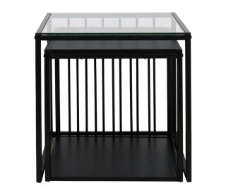 Ostaria Σετ Τραπεζάκια Σαλονιού Φωλιάς Ξύλο και Μέταλλο Μαύρα Πόδια...