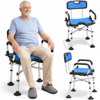 BAKAJI Ρυθμιζόμενη Καρέκλα Ντους Μπάνιου από Αλουμίνιο με Χειρολαβέ...