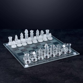 Bakaji Σετ Σκακιού από Γυαλί - Μοντέρνα Σκακιέρα με 33 Πιόνια, 20 x...