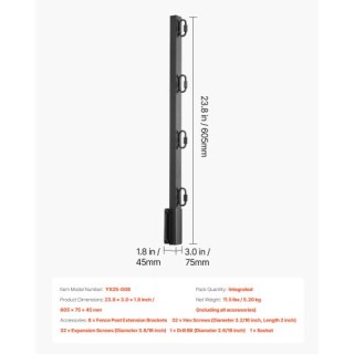 VEVOR Σετ 8 Προεκτάσεων Περιφράξεων, 23.8 ιντσών, για Επέκταση Ύψου...