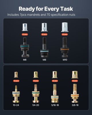 VEVOR Κιτ Εργαλείου Πριτσινιών 340 mm, Διχειροκίνητο με 7 Προσαρμογ... VEVOR Κιτ Εργαλείου Πριτσινιών 340 mm, Διχειροκίνητο με 7 Προσαρμογ...