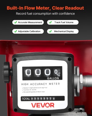 VEVOR Ηλεκτρική Αντλία Μεταφοράς Καυσίμου 16 GPM 60 L/min, 45 ft αν...