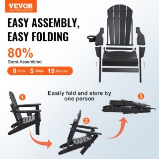 VEVOR Σετ 2 Πλαστικές Καρέκλες Adirondack Μαύρες για Τζάκι Εξωτερι... VEVOR Σετ 2 Πλαστικές Καρέκλες Adirondack Μαύρες για Τζάκι Εξωτερι...