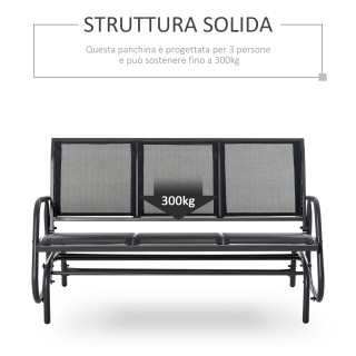 Πάγκος κουνίσματος κήπου Outsunny 3 θέσεων από μεταλλικό και αναπνε...