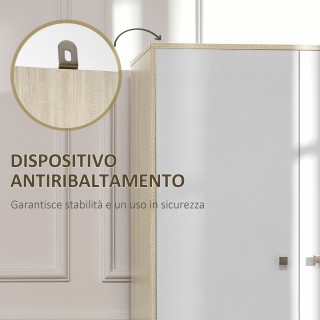 Ντουλάπα HOMCOM 2 Ξύλινες πόρτες με 4 θήκες, 2 συρτάρια και κρεμάστ...