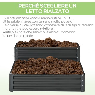 Outsunny 2 επιπέδων ατσάλι ανοιχτό υπερυψωμένο κρεβάτι κήπου, 120x1...