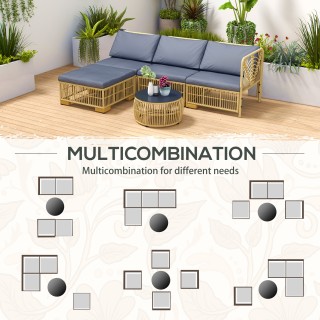 Σετ σαλονιού Outsunny Garden Rattan με αρθρωτό καναπέ, μαξιλάρια κα...