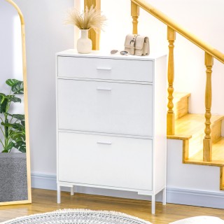 HOMCOM Μοντέρνα ντουλάπα παπουτσιών για 12 ζευγάρια παπούτσια με 2 ...