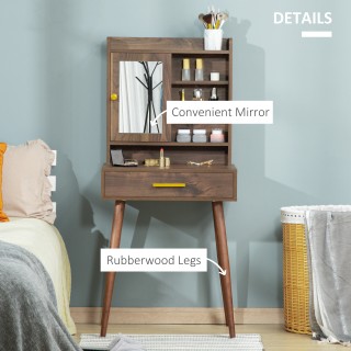 HOMCOM Ξύλινο Τραπέζι Μακιγιάζ με Καθρέφτη, Συρτάρι και 4 Ράφια, 60... HOMCOM Ξύλινο Τραπέζι Μακιγιάζ με Καθρέφτη, Συρτάρι και 4 Ράφια, 60...