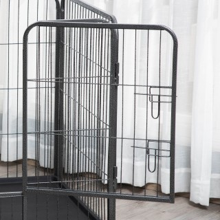 PawHut Dog Παρκοκρέβατο Μεταλλικός φράχτης για κατοικίδια με 4 πάνε...