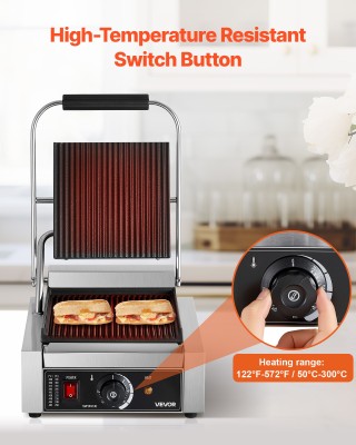 VEVOR Επαγγελματική Τοστιέρα Panini Grill 22x23 cm DYYBDBL3200WZG84...