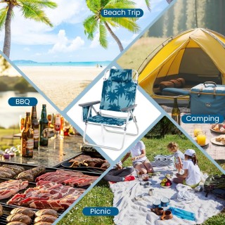 Costway  Πτυσσόμενα Καρέκλες Παραλίας με Ρυθμιζόμενη Πλάτη & Τραπέζ...