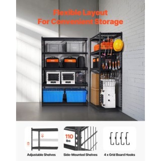 VEVOR Ράφια Αποθήκευσης 5 Επιπέδων Ρυθμιζόμενη Βαρέως Τύπου Μονάδα ...