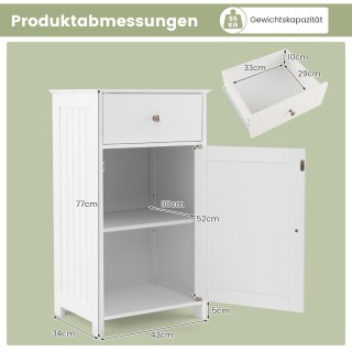 Costway Πολυλειτουργικό Ντουλάπι Αποθήκευσης Μπάνιου με Ρυθμιζόμενο...