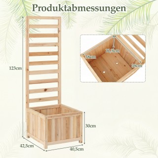 Costway Ξύλινο υπερυψωμένο παρτέρι με πέργκολα για αναρριχώμενα φυτ...