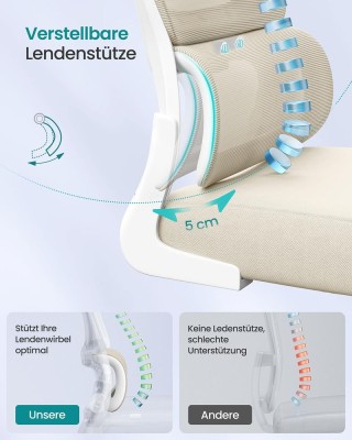 SONGMICS Εργονομική Καρέκλα Γραφείου με Πλέγμα και Αναδιπλούμενα Μπ...