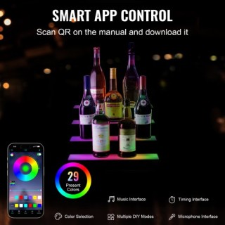 VEVOR Φωτιζόμενο Ράφι Μπουκαλιών 16 4 Επιπέδων με Έλεγχο RF & App  ...