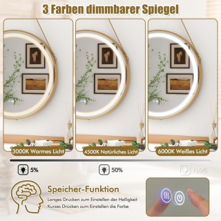 Costway Ρυθμιζόμενος Καθρέφτης Μπάνιου LED με 3 Χρώματα και Λειτου... Costway Ρυθμιζόμενος Καθρέφτης Μπάνιου LED με 3 Χρώματα και Λειτου...