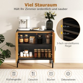 Costway Μαύρο Μπουφές Ρατάν με Ρυθμιζόμενο Ράφι και 2 Πόρτες 80 x ... Costway Μαύρο Μπουφές Ρατάν με Ρυθμιζόμενο Ράφι και 2 Πόρτες 80 x ...